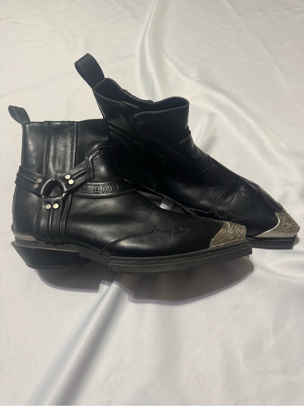 balenciaga Black Western Harness Boots with Metal Toe Caps - Men